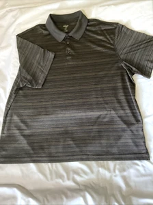 Haggar Cool 18 Performance Polo Golf Shirt Brown Black Stripe XL - Picture 1 of 14