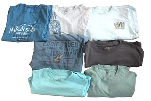 CARIBBEAN EDDIE BAUER MARGARITAVILLE LOT 7 MEN'S T-SHIRTS SIZE 6 MEDIUM 1 LARGE - Picture 1 of 1