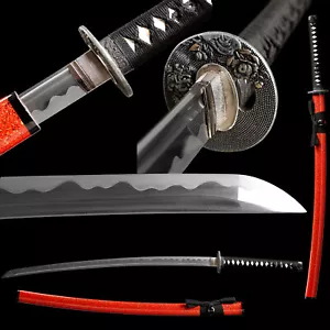 Katana Clay Tempered 1095Carbon Steel Handmade Japanese Samurai Functional Sword - Picture 1 of 11