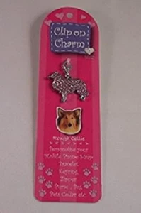 ROUGH COLLIE CLIP ON CHARM PINK OR CLEAR CRYSTALS - Bild 1 von 1