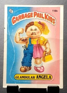 1986 Garbage Pail Kids #118b GLANDULAR ANGELA Wanted Back Sticker Karte NM/MT - Bild 1 von 2