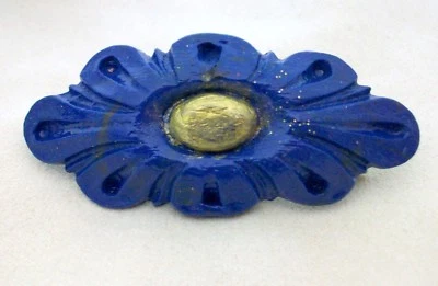FLOWER BARRETTE HAIR CLIP ACCESORY BLUE IMITATION LAPIS LAZULY - Image 1 of 4