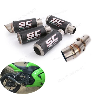 Silenciador de carbono negro con puntas de escape para Kawasaki Ninja 300 Z300 2013-2018 Foto 1 de 4