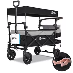 Premium Bollerwagen Faltbar Handwagen Klappbar Gartenwagen mit Dach für 2 Kinder - Bild 1 von 9