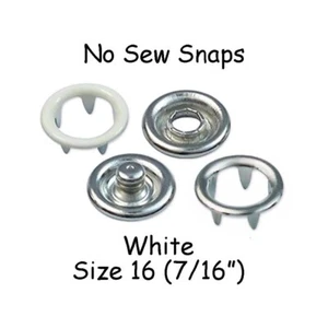 100 White Metal Open Ring No Sew Snap Fasteners - Size 16 (7/16" - 11mm) - Picture 1 of 1