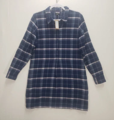 Patagonia Dress Fjord Flannel Size SMALL Organic Cotton Navy Blue POCKETS NEW - Image 1 of 4