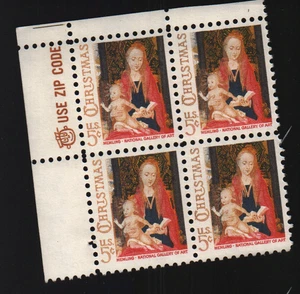 1967 5c Madonna & Kind, Kennzeichnung weggelassen Viererblock Scott #1321 ST135 - Bild 1 von 1