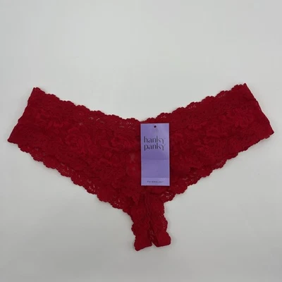 Hanky Panky Medium Signature Lace Crotchless Cheeky Hipster Red msrp $34 - Image 1 of 4