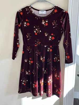 Old Navy Girls Size L (10/12) Burgundy Floral Dress - Image 1 of 4