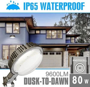 LED Barn Light 80W Dusk to Dawn with Photocell, Outdoor Yard Area Light 5000K - Picture 1 of 9