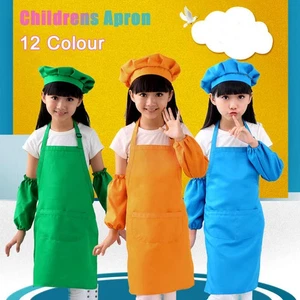 Childrens Apron Kids Girls Boys Apron Baking Kitchen School Craft Painting - Picture 1 of 17