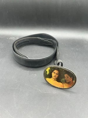 vintage Masterwork belt buckle (on leather belt) oval 70s 1970s Women Rare - Image 1 of 4