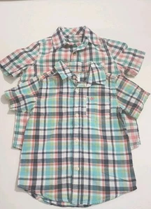 Cater's & Arizona boys  blue checkers plaid short sleeve shirts sz 4t & XS - Picture 1 of 10