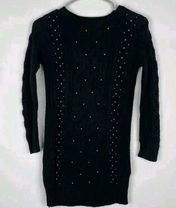 Gap kids sweater dress black Long Sleeve Wool Blend Embellished Medium 8 Yr Mgd - Picture 1 of 5