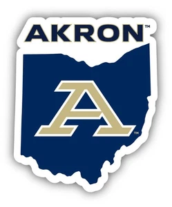 Autocollant décalcomanie vinyle Akron Zips 4 pouces forme état NCAA - Photo 1/3