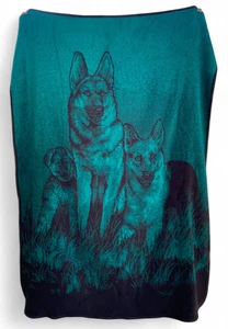 Vintage San Marcos Blanket German Shepherds Dogs Reversible Green Black 90x70 - Picture 1 of 4