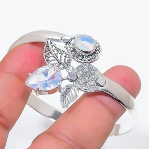 Fire Opals Gemstone 925 Sterling silver Jewellery Adjustable Cuff Bracelet - Picture 1 of 1