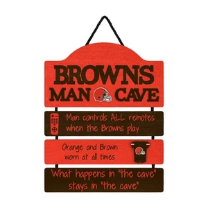 NFL Cleveland Browns Wood SignWood Man Cave Sign, Team Colors, One Size, - Picture 1 of 5