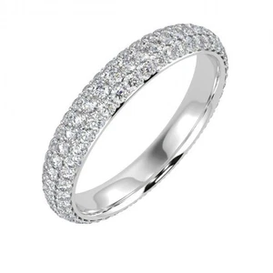 F/VS 1.50Ct Round Diamond Pave Set Full Eternity Ring In luxurious 950 Platinum - Picture 1 of 10