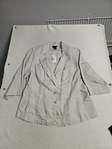CHAQUETA BLAZER Lane Bryant mezcla de lino para mujer talla 18 volantes mangas 3/4 nueva con etiquetas - Imagen 1 de 7