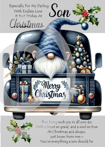 To My Dear Son With Love At Christmas Weihnachtskarte im Format A5 und roter Umschlag - Bild 1 von 4