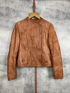 All Saints Spitalfields Jacks Place Lederjacke Damen verwittert braun US8 - Bild 1 von 22