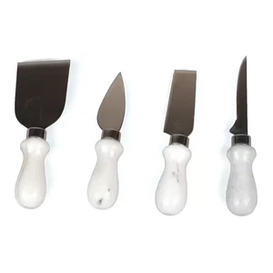 Natürlicher cremeweißer Marmorgriff 4 Stück, 2,5 Zoll Edelstahl Käsemesser S - Bild 1 von 12