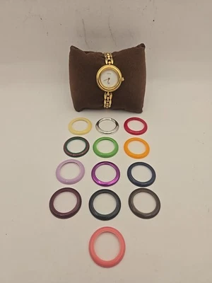 Gucci 1100-L Change Bezel Gold 14 Colors Swiss Quartz Women's Wristwatch - Image 1 of 4