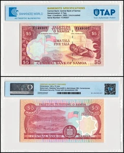 Samoa 5 Tala, 2005 ND, P-33b, UNC, Authenticated Banknote - Picture 1 of 1