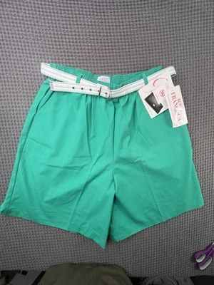 Vtg Koret Francisca Womens Green Shorts Size 18 Petite Elastic High Waist Pleats - Image 1 of 4