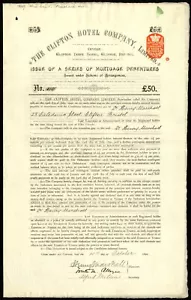 Gran Bretaña: Clifton Hotel Company Limited, obligación hipotecaria de £50, 1892 - Imagen 1 de 1