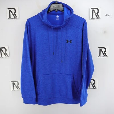 Mens UA Under Armour Coldgear Fleece Hoodie Sweat Shirt Hoodie Blue Size XL — 第 1/4 张图片