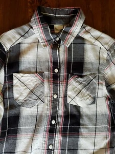 Girls MUDD Plaid Black, White and Pink Flannel Button Down Top SZ 10  - Picture 1 of 5