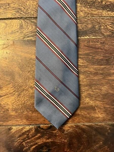 Vintage Christian Dior Herrenkrawatte. Blaue, rote & marineblaue Streifen - Bild 1 von 2