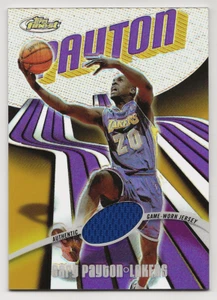 Camiseta deportiva Topps Finest #70 2004 de Gary Payton desgastada en el juego Refractor 246/250 Lakers - Imagen 1 de 1