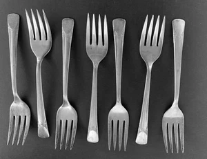 Lot #30 Silver Plated Flatware - (7) Embassy Silver Co.  Bouquet Salad Forks - Picture 1 of 3