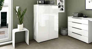 Aktenschrank 2Türen Breite 76 cm Anrichte Regal Weiß Büro Garderobe Wohnraum TOM - Bild 1 von 11