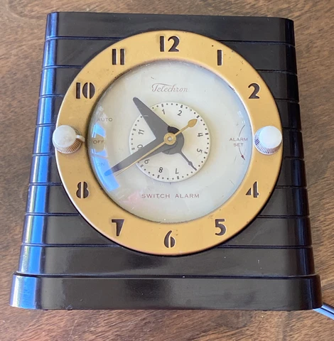 Vintage 1940s Telechron Switch Alarm Electric Clock Model 8HA61 Works/Slow USA Cover