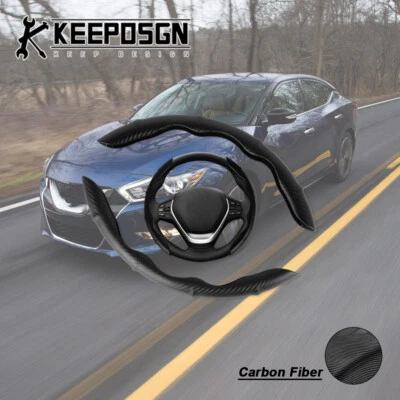 Cubierta de volante de coche de fibra de carbono de 15 pulgadas de cuero negra para Nissan Máxima Foto 1 de 4