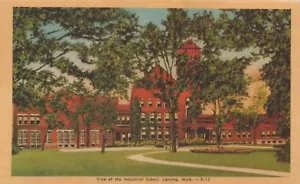 Blick auf die Industrieschule - Lansing, Michigan - unbespieltes Leinen - Bild 1 von 3