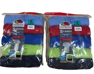 Paquete de 2 camisetas Fruit of the Loom variedad algodón para niños talla XL 18-20 Foto 1 de 3