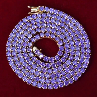 4mm Lab-Created Amethyst Women's Tennis Necklace in 14K Yellow Gold Over 925 - Image 1 of 4