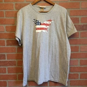 Patriotic Womens T Shirt Flag Butterfly Plus Size 3X Summer Vacation Casual - Picture 1 of 5
