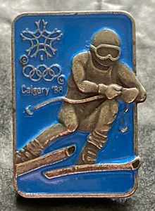 Pin esmaltado vintage de los Juegos Olímpicos de Calgary 1988 - esquí alpino - Imagen 1 de 2