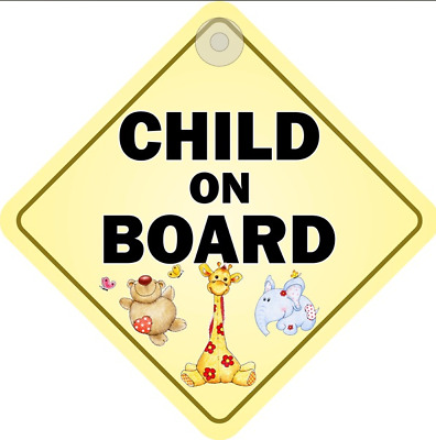 Child On Board Suction Cup Diamond Sign Car Van Safety Hanging Rear Window • 2.95£