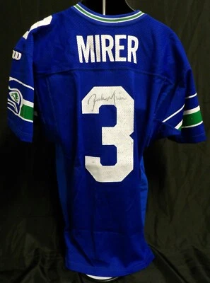 Camiseta deportiva firmada por Rick Mirer de los Seattle Seahawks auténtica autenticada por la JSA Foto 1 de 4