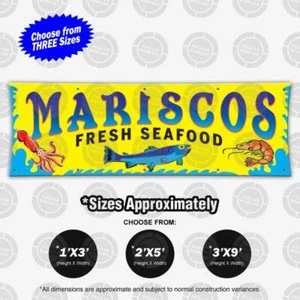 MARISCOS frische Meeresfrüchte Banner Restaurant offenes Schild Garnelen Garnelen Küche Fisch - Bild 1 von 7