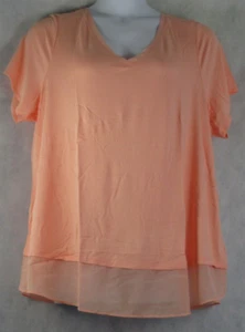 JM Collection Women's Plus Size Layered-Look V-Neck T-Shirt Top, Peach Pearl, 3X - Picture 1 of 2