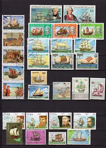 Navires anciens navigateurs un lot de 25 timbres /TE5339 - Imagen 1 de 1