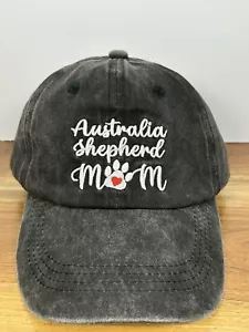 Baseball Hat Dog Mom Australia Shepherd Cap Gray Women’s Embroidered Adjustable - Picture 1 of 9